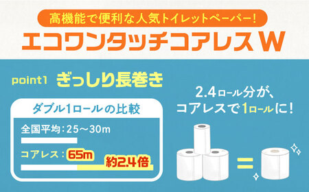 【全6回定期便】トイレットペーパー ダブル 24ロール 長巻き 65m (6ロール×4パック) 宅配 エコワンタッチ コアレス《豊前市》【大分製紙】[VAA056] トイレットペーパー トイレットペー