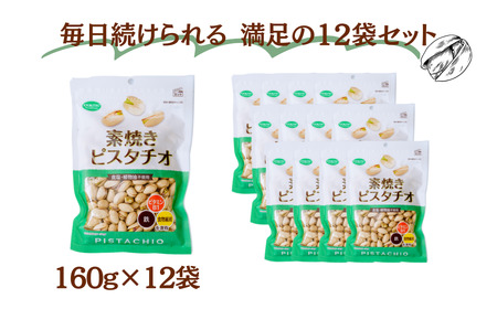 素焼きピスタチオ 徳用  合計1920g 1.92kg 160g 12袋 ｜ 埼玉県 草加市 ナッツ 無塩 食塩不使用 ピスタチオ 植物油不使用 ピスタチオ 素焼き ピスタチオ 小分け 個包装 チャッ