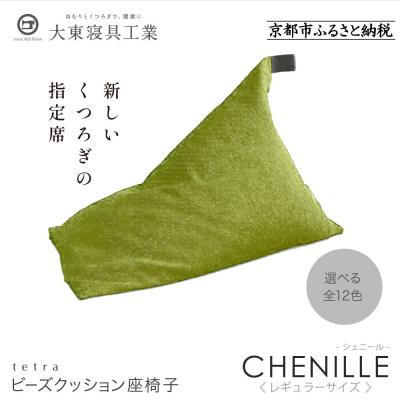 ふるさと納税 京都市 大東寝具  tetra シェニール(レギュラーサイズ)ビーズクッション(セラドングリーン|寝具 人気