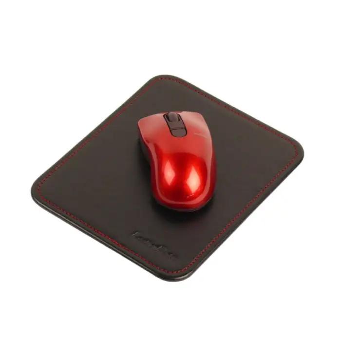 本革マウスパッド【コンパクトサイズ】(ブラックレッド）*革がブラック、縫い糸がレッド