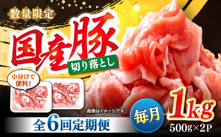 【6回定期便】 長崎県産 豚 切り落とし 1kg CFA012 国産豚 こま切れ 便利 小分け