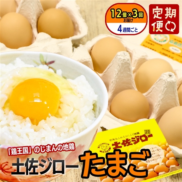 【定期便】土佐ジローたまご（12個入）×3回　約4週間毎に1回