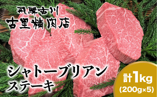 ＜8月から寄附額改定＞飛騨牛5等級のヒレ肉・シャトーブリアンステーキ 200g × 5枚 合計1kg 肉 ステーキ 飛騨牛 和牛 牛肉 人気 リピーター 岐阜県 飛騨市 和牛 ヒレ ステーキ