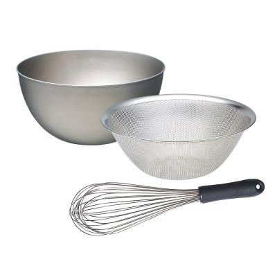 ふるさと納税 燕市 柳宗理デザイン　ステンレスボール23cm&amp;パンチングストレーナー23cm&amp;泡立て