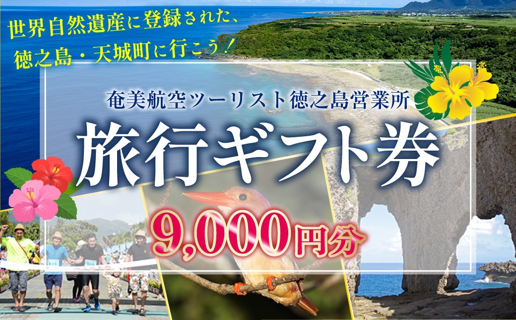 
                  旅行ギフト券 9,000円分 奄美航空ツーリスト 徳之島営業所 旅行クーポン 航空券 フェリー 徳之島 天城町 鹿児島 世界自然遺産 旅行 観光 クーポン
                
