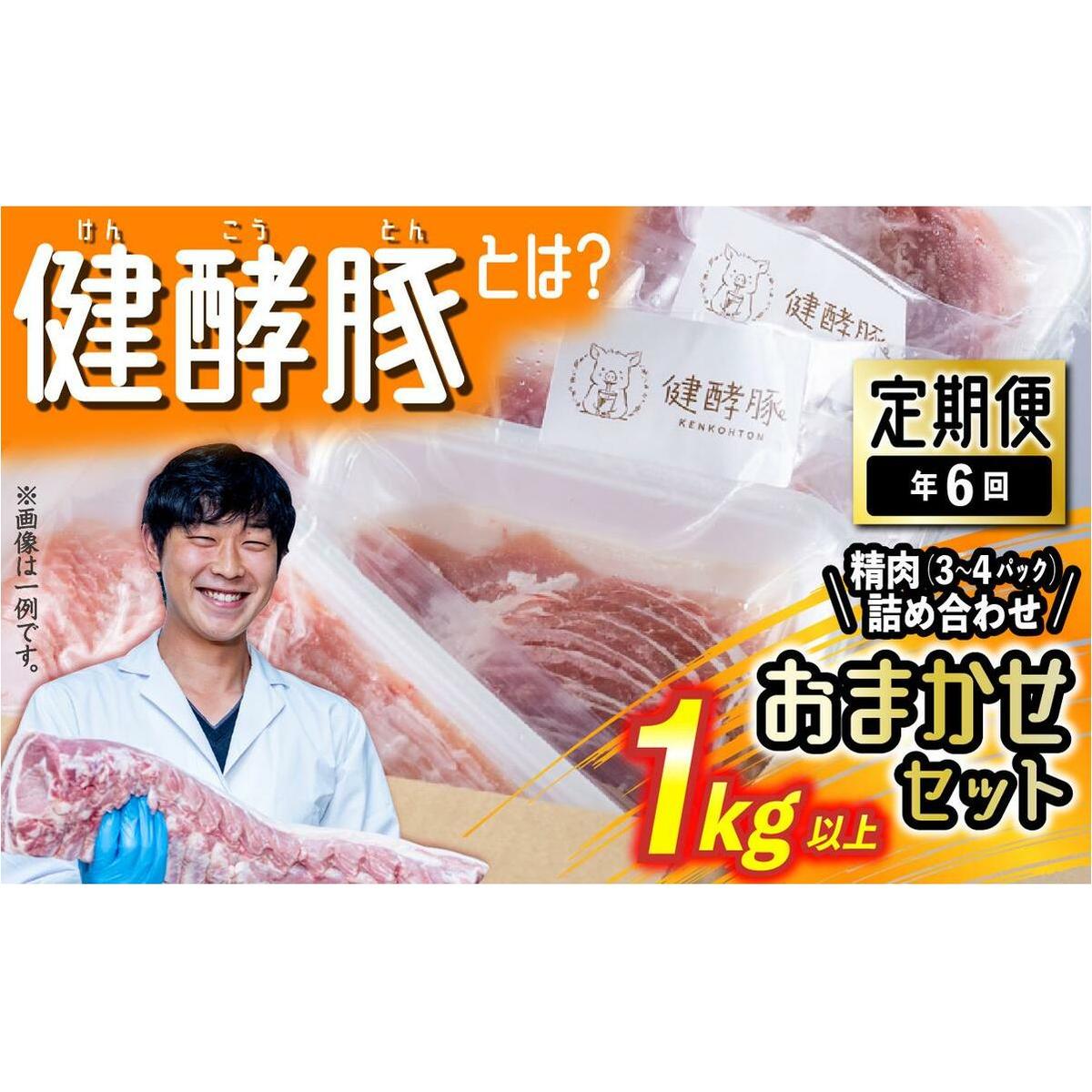 ＜ 定期便 6回 ＞ 北海道産 健酵豚 おまかせ セット （ 精肉 詰め合わせ ） 隔月 各 1kg 以上 ( 3 ～ 4 パック ) 豚肉 おためし 詰め合わせ ブランドポーク