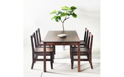 NO1ダイニング5点セット　ウォールナット無垢材　シンプルでスタンダードな飽きのこないデザイン