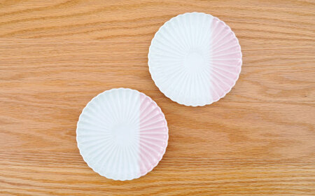 【波佐見焼】花しのぎ 取皿 ハーフカラー ピンク 2枚セット【団陶器】[PB195]