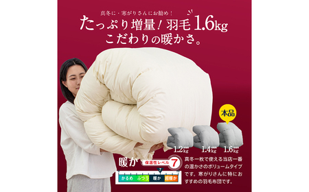 福岡県産 洗える 羽毛布団 ダブルロング 秋冬用 190×210cm 2.4kg ホワイトダックダウン85％ 4色から選べる