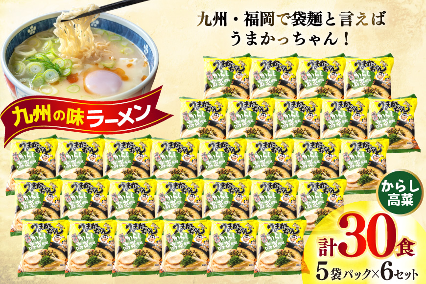 インスタントラーメン うまかっちゃん からし高菜風味 5食パック 6ケース 計 30食 [地域商社ふるさぽ 福岡県 宇美町 um40bfw220001] からし 高菜 ラーメン 博多ラーメン インスタ