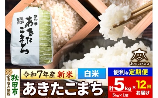 《令和7年産 新米受付》《定期便12ヶ月》あきたこまち 清流米 5kg【白米】 秋田市雄和産