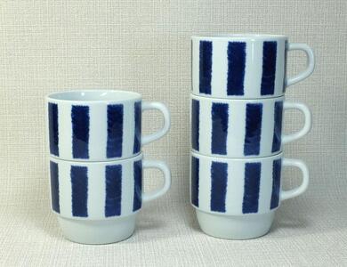 【波佐見焼】満水275ml重なり抜群マグ５個組 ストライプ 【西海陶器】 5 32544