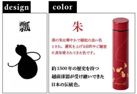 URUSHI POKETLE 瓢デザイン 180ml　朱色