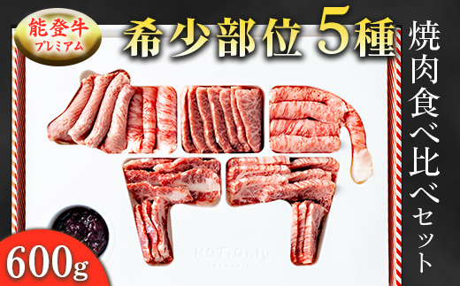 能登牛プレミアム希少部位5種焼肉食べ比べセット 600g