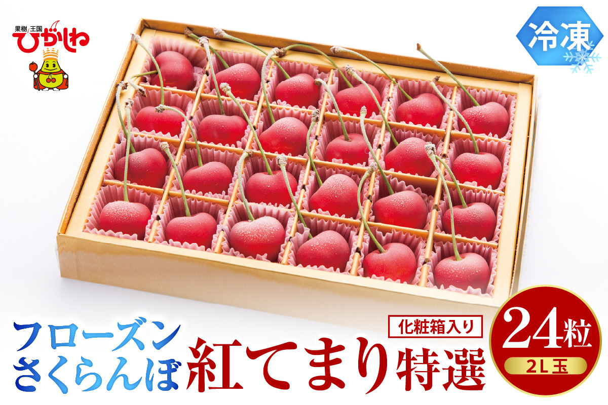 
            フローズンさくらんぼ「紅てまり 特撰」2L玉24粒化粧箱入 有限会社佐藤錦提供 山形県 東根市　hi004-hi029-010r
          