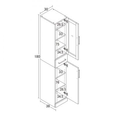 ふるさと納税 海南市 食器棚 幅30×高さ180 ホワイト ガラス扉 AKU1045057 |  | 03