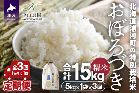 北海道浦河町の特別栽培米「おぼろづき」精米(5kg×1袋)定期便(全3回)[37-1491]