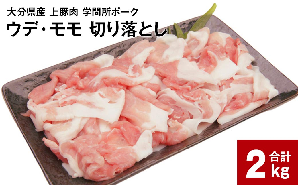 
大分県産上豚肉 「学問所ポーク」 ウデ・モモ 切り落とし 真空パック 小分け 計2kg（250g×8パック）
