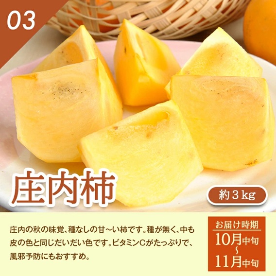 SF0235　【4回定期便】とれたて！フルーツ頒布会2025 (アンデスメロン、和梨、庄内柿、ラ・フランス)