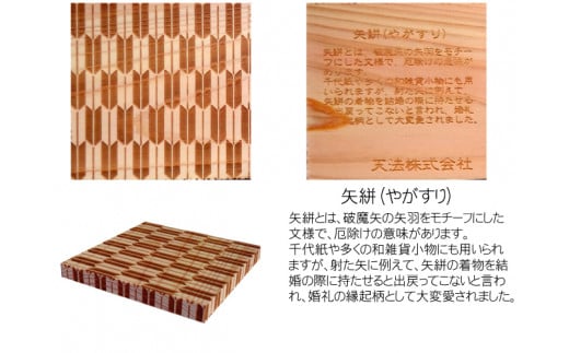 木製和柄コースター(4枚セット)角　和柄縁起解説入 ふるさと納税 表札 木製 木彫り 平彫り 木工  木製品 オーダーメイド 京都府 福知山市