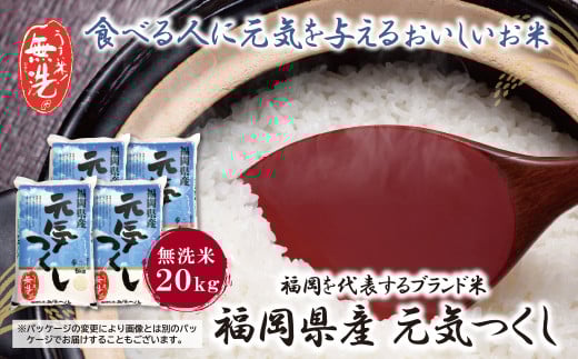U17-23-01 福岡の人気銘柄!!無洗米 福岡県産・元気つくし20kg お米 米 こめ コメ ブランド米 白米 人気 おすすめ 無洗米 げんきつくし 福岡県産米 食料品 福岡県