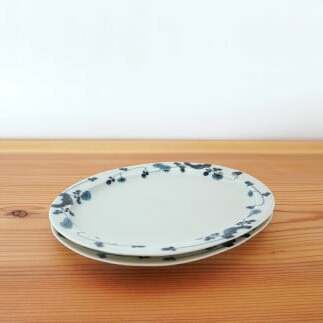 金善製陶所 21.5cm リム楕円プレート 岩花蝶 2枚 有田焼 食器 器 うつわ プレート A30-460_イメージ3