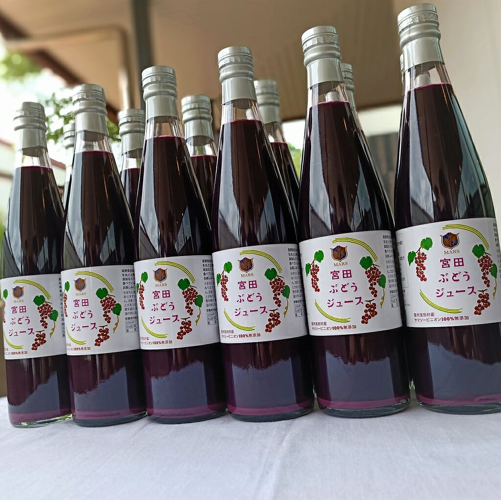 【ふるさと納税】宮田ぶどうジュース 500ml × 12本セット 果汁100％（長野県 宮田村 国産 本坊酒造 葡萄 ブドウ ヤマソービニオン ギフト プレゼント バースデー お祝い）