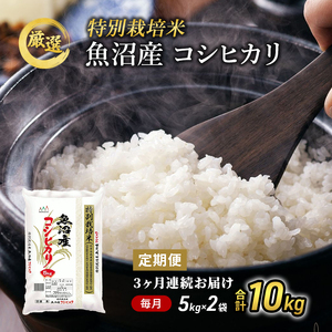 【特別栽培米】お米アドバイザー厳選 魚沼産コシヒカリ（精米）10kg（5kg×2）3ヶ月連続 