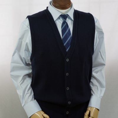 
無地 メンズニット オープンベスト コン S寸 15220【1219162】
