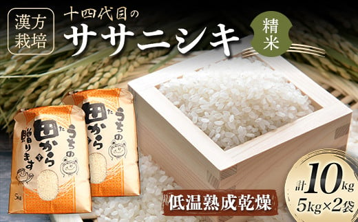 【先行予約】 令和6年産 漢方栽培 低温熟成乾燥 十四代目のササニシキ 10kg（5kg×2） 米 お米 おこめ 山形県 新庄市 F3S-2182