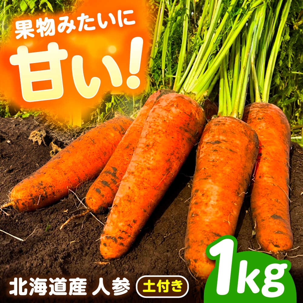 【ふるさと納税】 北海道 にんじん 1kg（土付き）《足寄町》【餌取農場】 人参 ニンジン キャロット 甘い 野菜 根菜 1kg 道産 糖度高め サラダ ジュース 生鮮野 北海道産 あしょろ 足寄 [BEBA001]