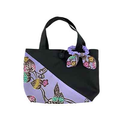 【ふるさと納税】つは琉球店オリジナル　紅型風ミニバッグ　パープル