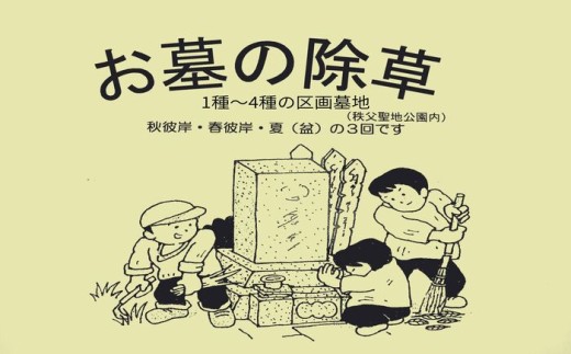 墓地の除草（秩父聖地公園内の区画墓地） ／ 墓地 除草 支援 秩父聖地公園 霊園 手入れ 地域支援 活動支援 後継者応援 草刈り お墓 墓所 清掃 草取り お彼岸 お盆 埼玉県 No.241