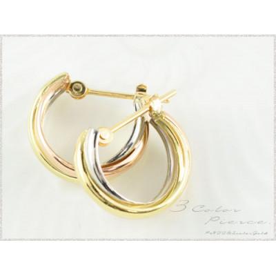 ふるさと納税 中央市 K18PG　PT900　スリーカラー　フープピアス |  | 01