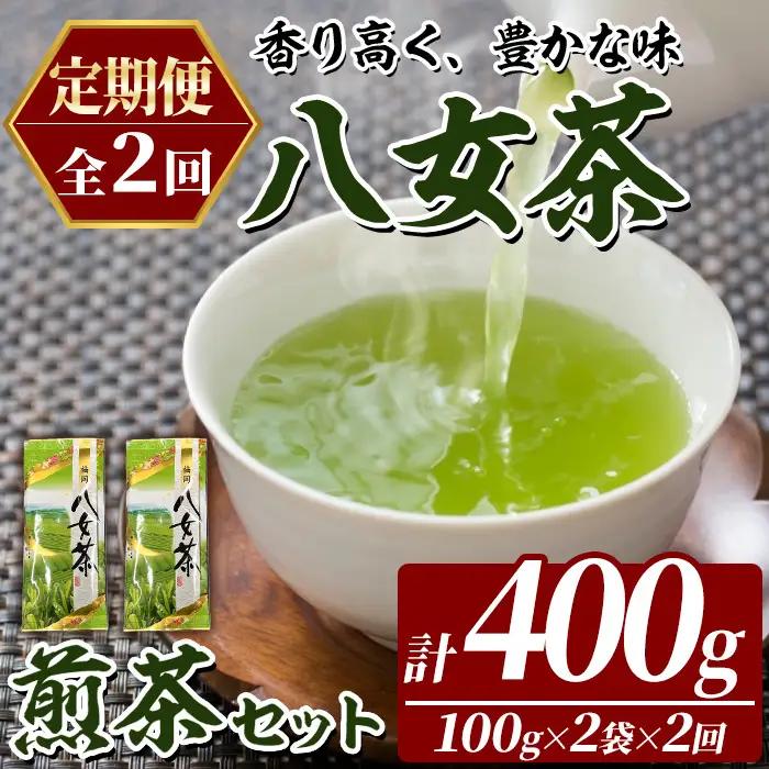 ≪定期便・全2回≫八女茶 煎茶 セット (100g×2袋×毎月連続2回) 茶 お茶 八女茶 煎茶 パック 福岡県産 定期便 頒布会 【木村食品】as46-061