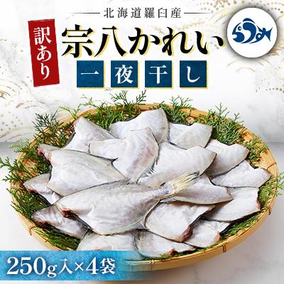 ふるさと納税 羅臼町 訳あり　宗八かれい一夜干し　250g入×4袋