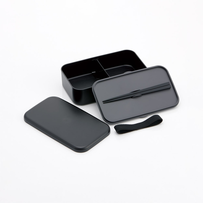 箸付き 弁当箱 1000ml 1段 ランチボックス お弁当 18cm 大人 メンズ バイオマス スケーター skater PLB10HB アッシュブラック 子供 食洗機可 電子レンジ可 仕切付 ランチ