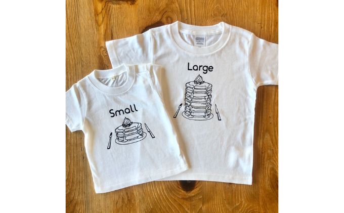 2人兄弟姉妹でおそろい/パンケーキ Small×Large プリント/ Tシャツ2枚組ギフトセット【出産祝い・誕生日・ギフト・プレゼント】（100cm×140cm）