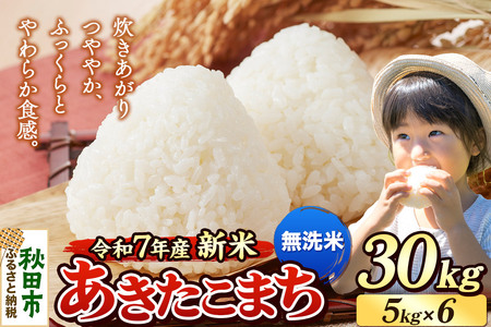 《令和7年産 新米》 米 あきたこまち 30kg（5kg×6袋） 【無洗米】 秋田県産