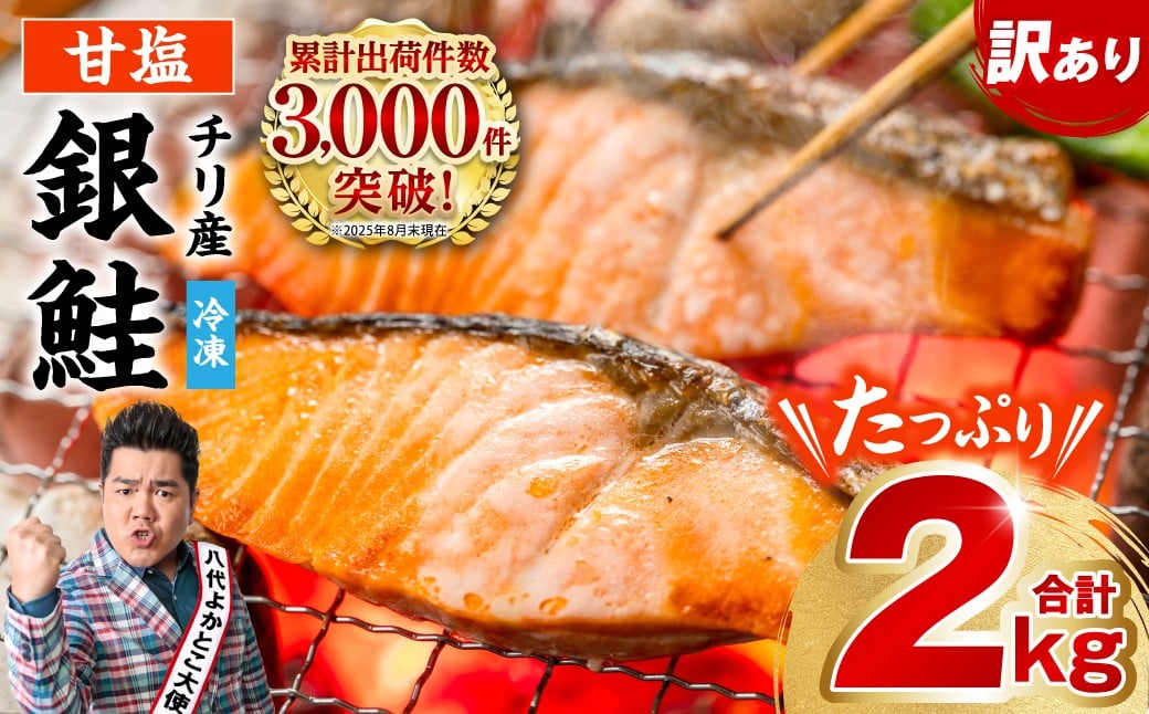
                  【訳あり】 銀鮭 切り身 たっぷり合計 2kg （鮭 塩鮭 サケ サーモン 甘塩 切身 切り身 大容量 人気の鮭 カマ 希少 魚 鮮魚 冷凍）
                