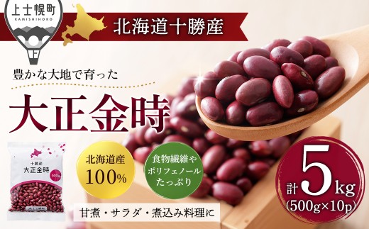 2025年産 十勝産 大正金時 計5kg（500g×10袋） 小分け 個包装 国産 北海道 JA上士幌町 穀物 豆 豆類 生豆 金時豆 ［018-X81］