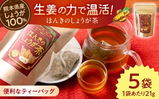 ほんきのしょうが茶 ５袋セット / 生姜 しょうが ジンジャー お茶 カフェインフリー ティーバック ハーブティー ホットティー ショウガ 熊本 合志【ジンジベル】 [AYAD023]