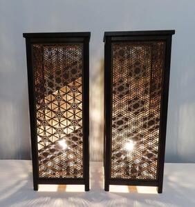 レーザー行灯「趣」Ｌサイズ　 八重麻と胡麻幹（ゴマガラ）デザイン　高さ65cm　LED電球付き