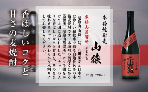定期コース3回　本格焼酎麦「尾鈴山 山猿(25度)」720ml×2本【尾鈴山蒸留所】 K08_T002_3
