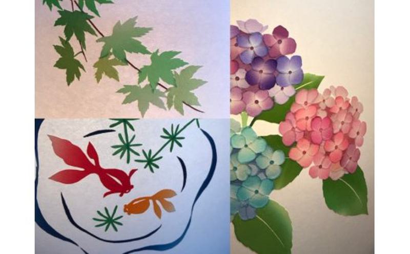 着物生地で作ったおしゃれな行灯（あんどん） 金魚と紫陽花 099H268
