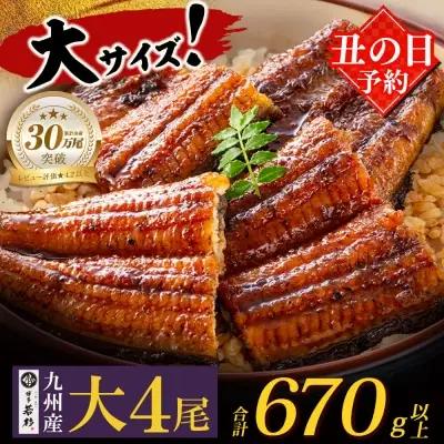 Z61-72R01 寄附額改定↓↓ 丑の日7/25までにお届け 国産 うなぎ 蒲焼大サイズ4尾（計670g以上）うなぎ 丑の日