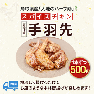 【鳥取県産 大地のハーブ鶏】 スパイスチキン 手羽先 (チューリップ ) 1本ずつ 500g KC233 手羽先 唐揚げ 鶏肉 チキン