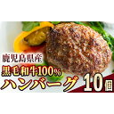 【ふるさと納税】鹿児島県産 黒毛和牛 100％ ハンバーグ 合計1.5kg［150g×10個］ 国産 冷凍 冷凍食品 冷凍ハンバーグ 肉 牛肉 牛 【ことぶき精肉店】