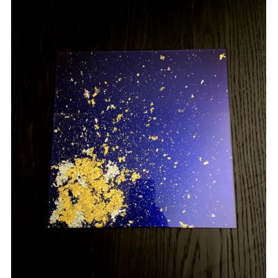 ふるさと納税 海南市 ガラスプレート300　マジョ金箔ブルー