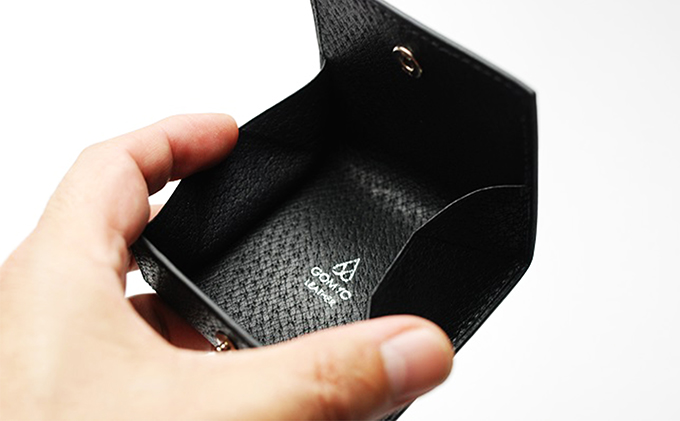 【GOMYO LERTHER】猪革 手縫いコインケース（黒）